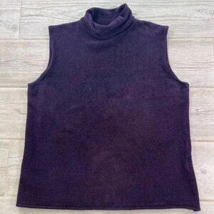Eileen Fisher Womens Purple Sleeveless Turtleneck Sweater Vest‎ Size Large